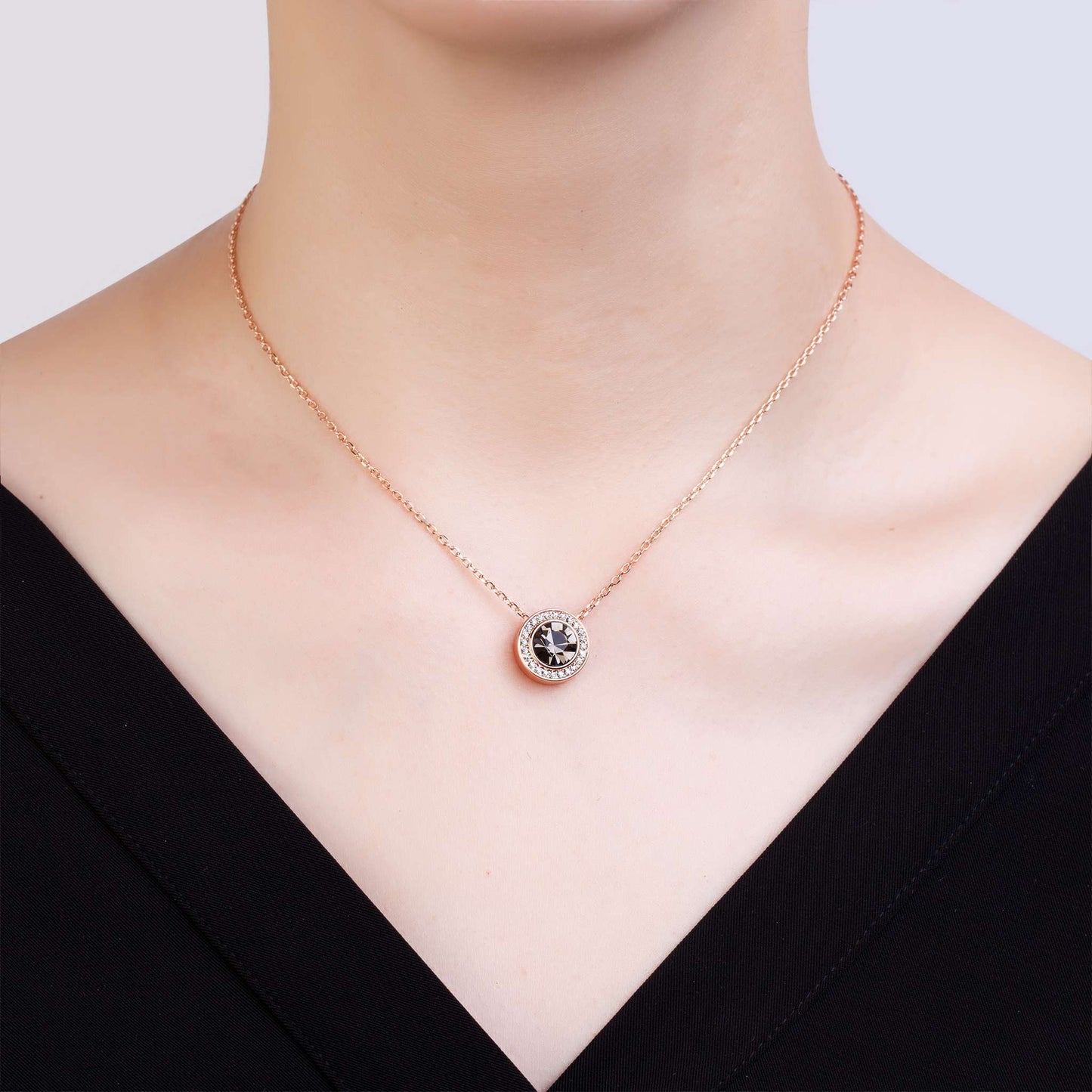Kette mit Anhänger Classic, rotgold grau
