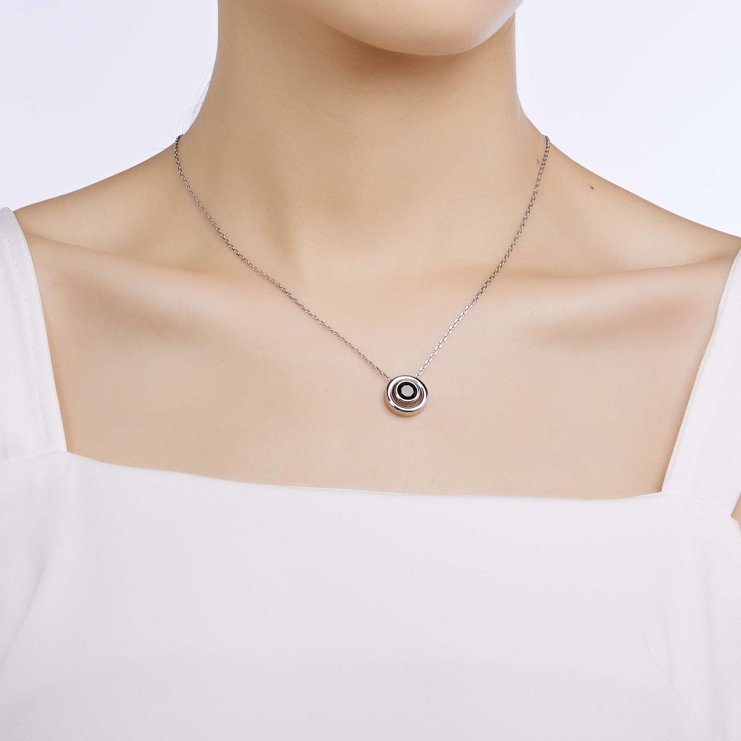 Kette mit Anhänger Inside Out, silber schwarz