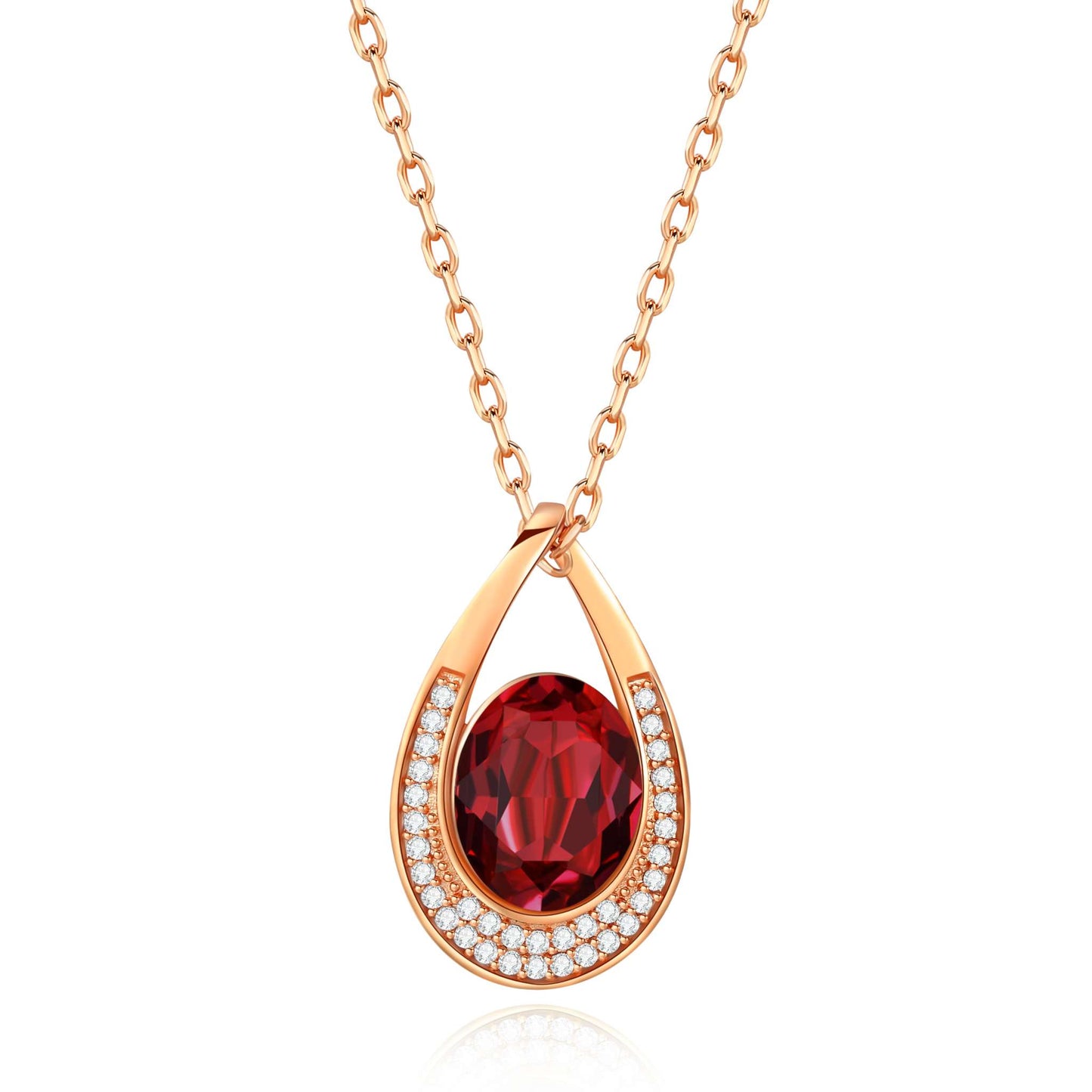 Kette mit Anhänger Oval, rotgold rot
