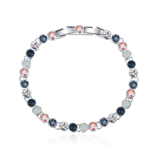 Armband Tennis, silber multicolor blau