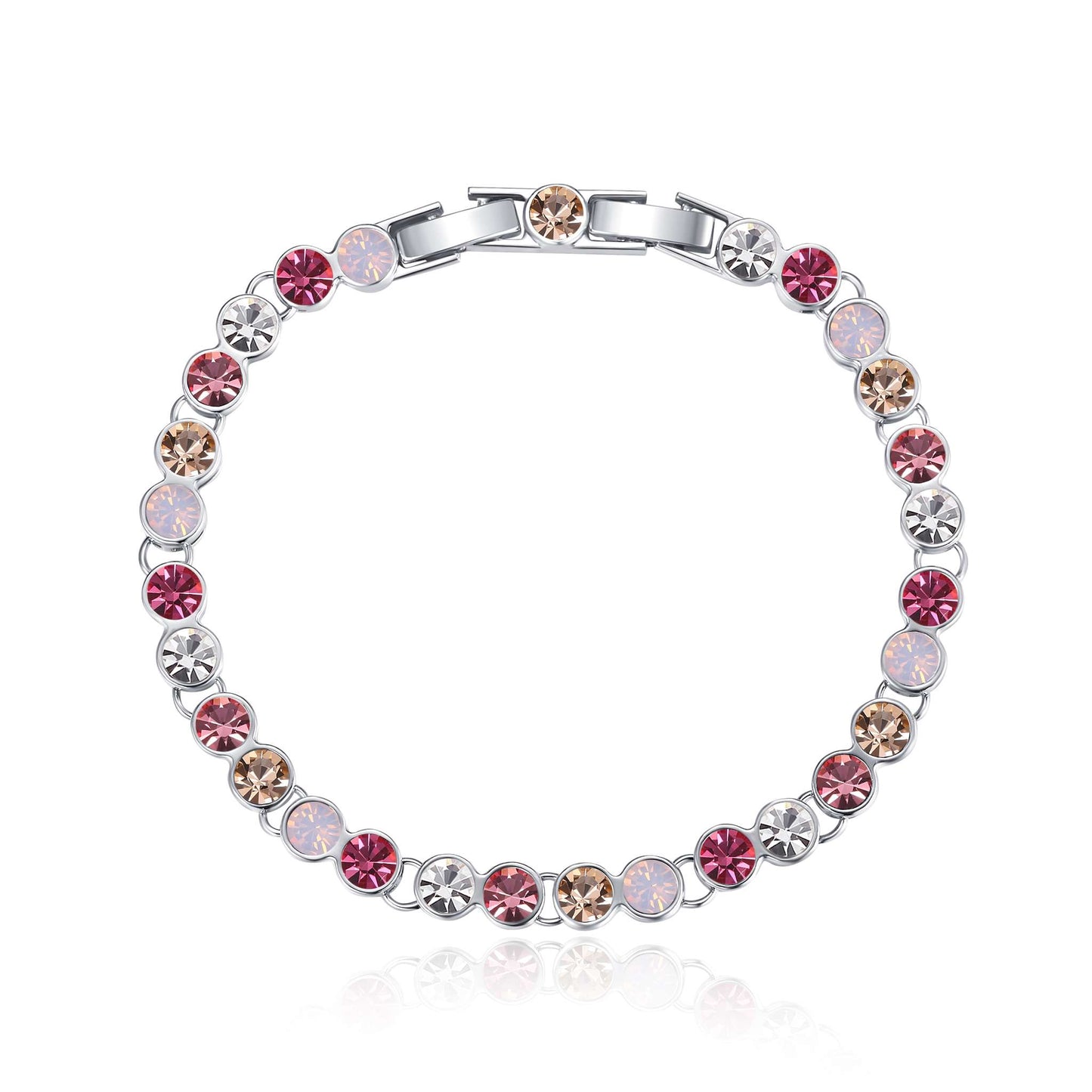 Armband Tennis, silber multicolor rose