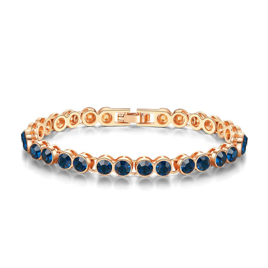 Armband Tennis, rotgold blau