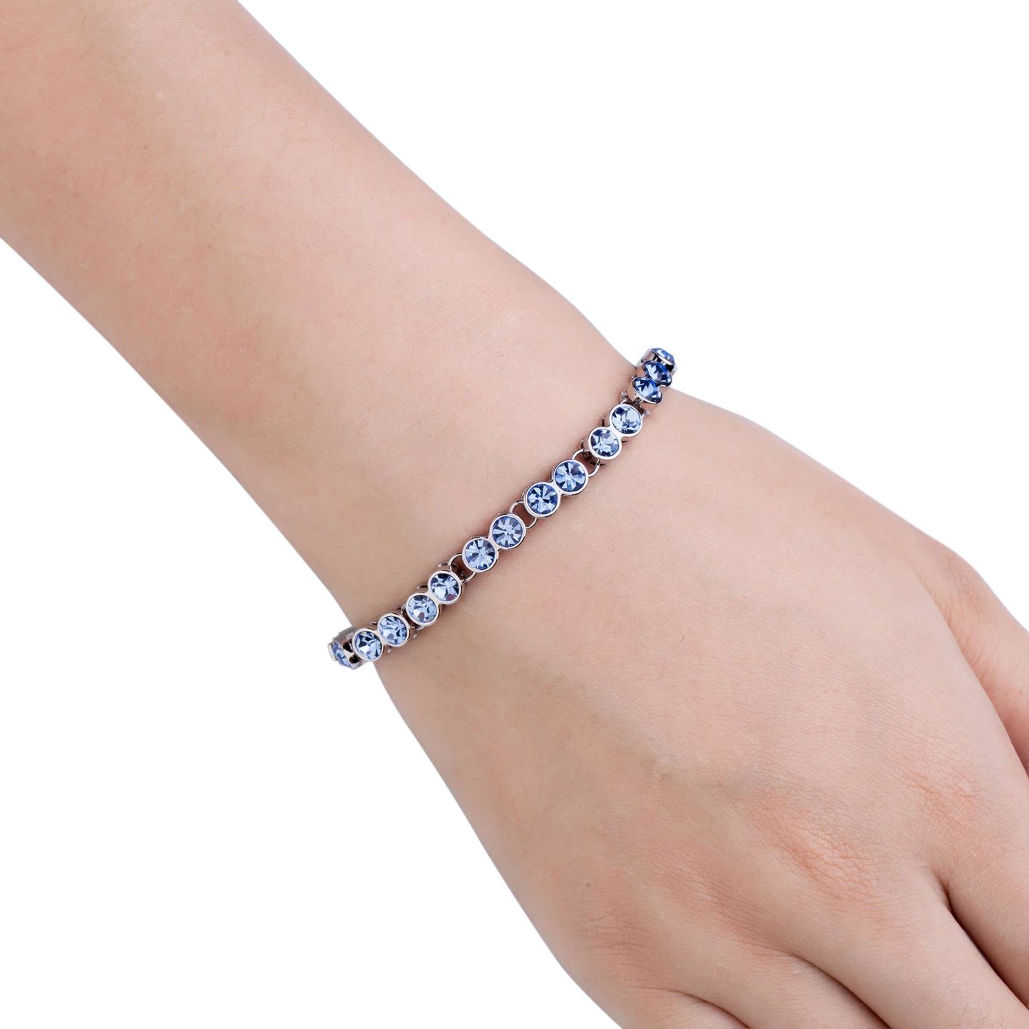 Armband Tennis, silber hellblau