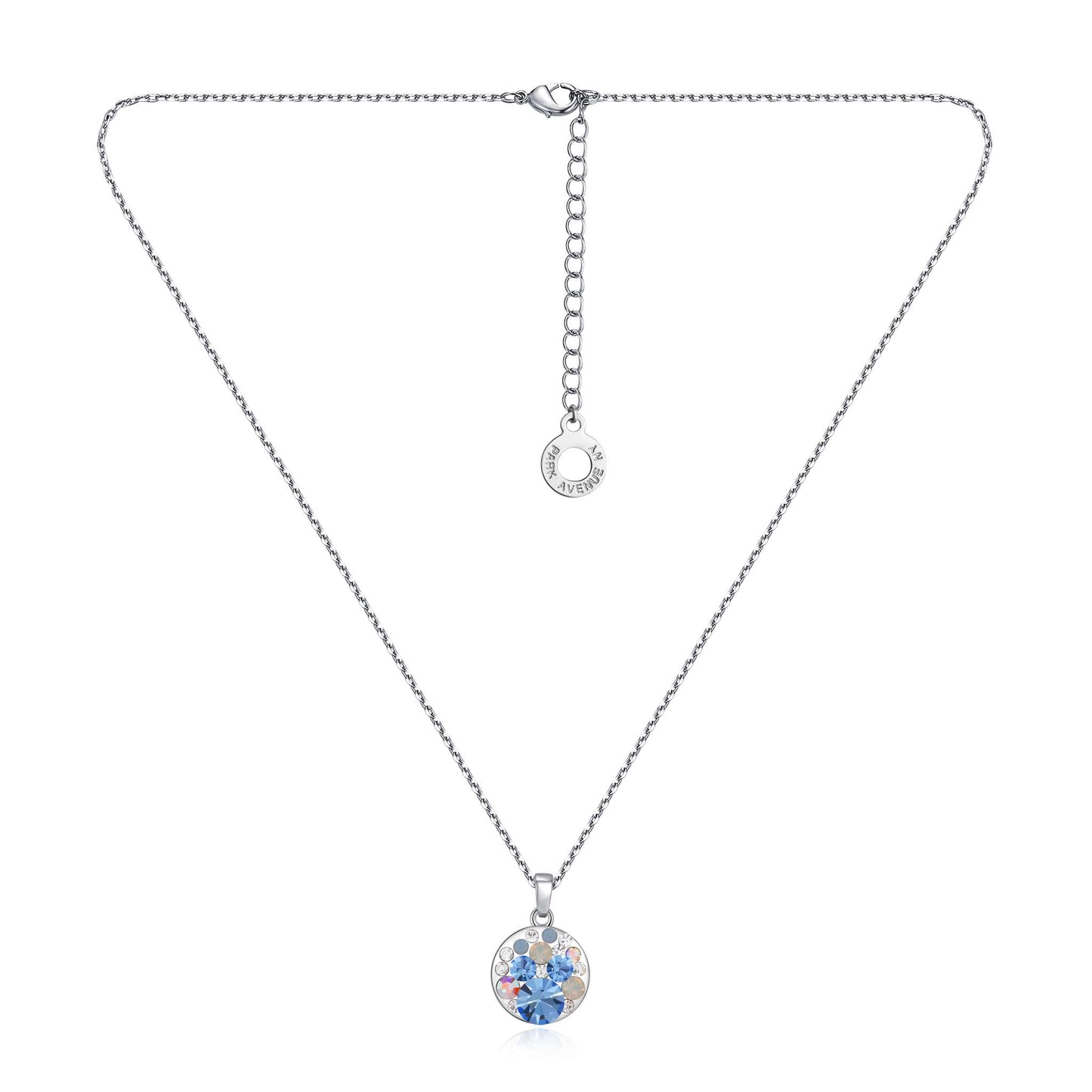 Kette mit Anhänger Mini Disc, silber multicolor hellblau