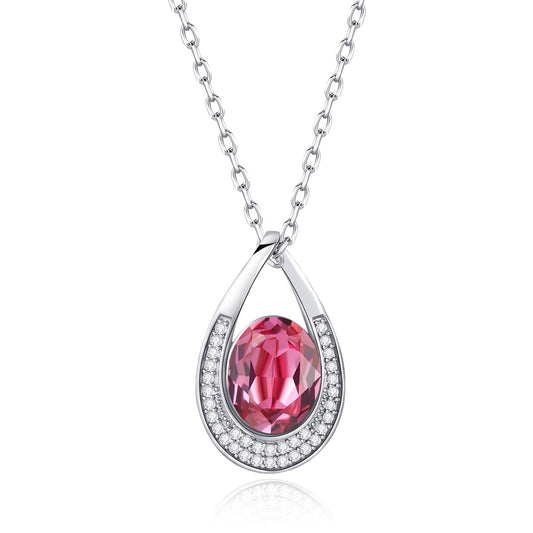 Kette mit Anhänger Oval, silber rose