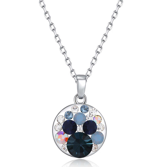 Kette mit Anhänger Mini Disc, silber multicolor blau