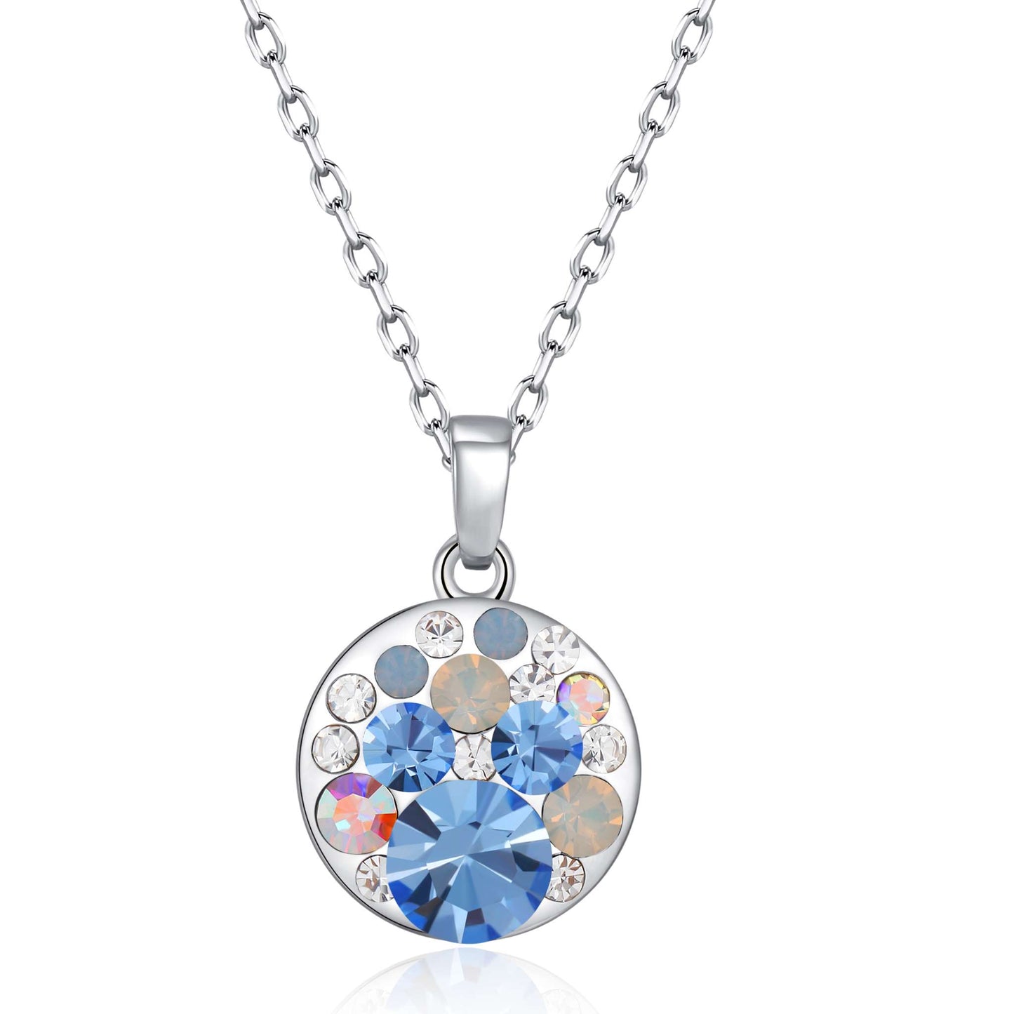 Kette mit Anhänger Mini Disc, silber multicolor hellblau