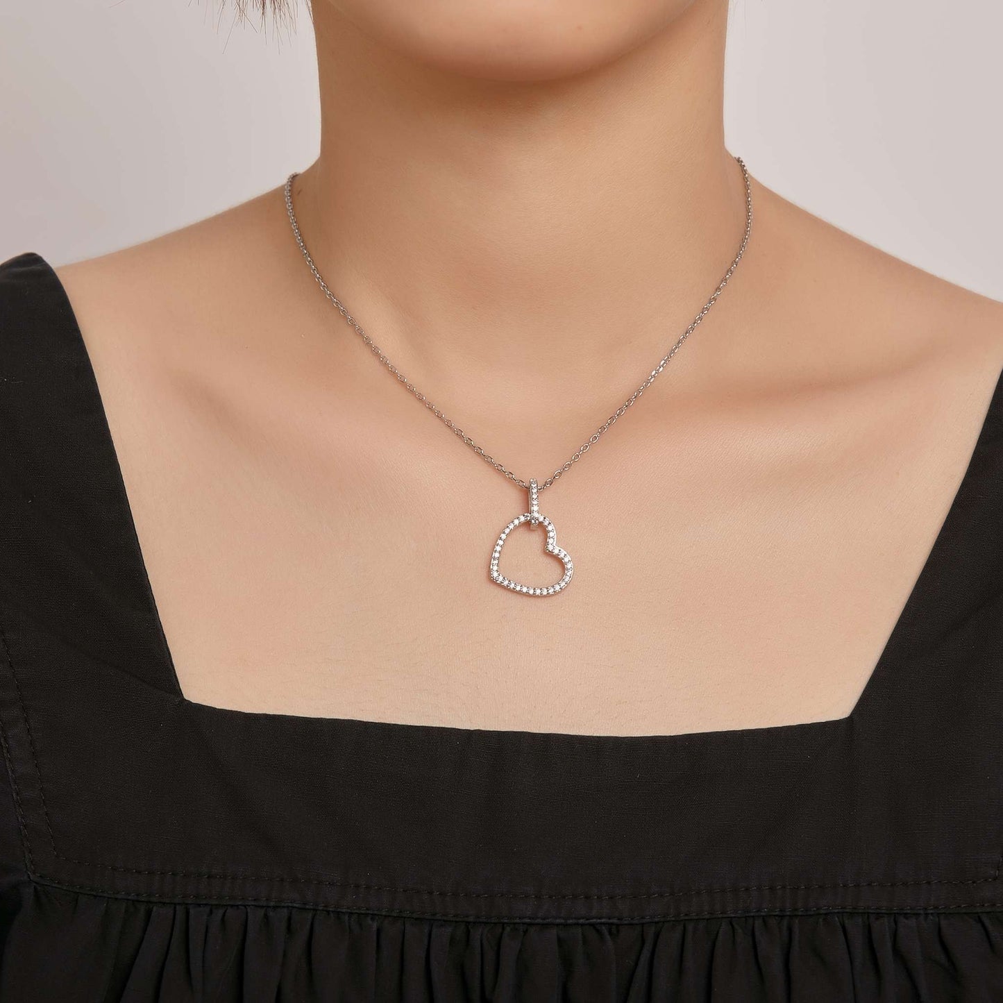 Kette mit Anhänger Open Heart, silber