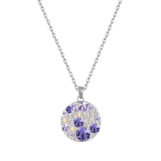 Kette mit Anhänger Disc, silber violett