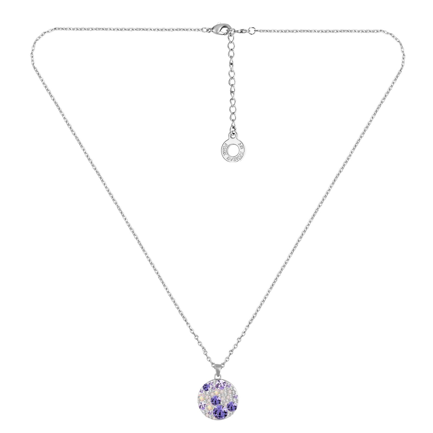 Kette mit Anhänger Disc, silber violett