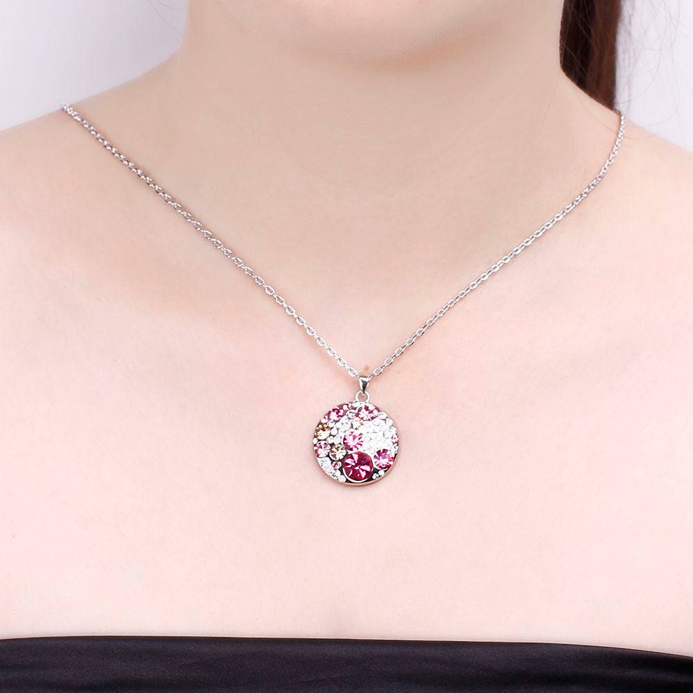 Kette mit Anhänger Disc, silber pink