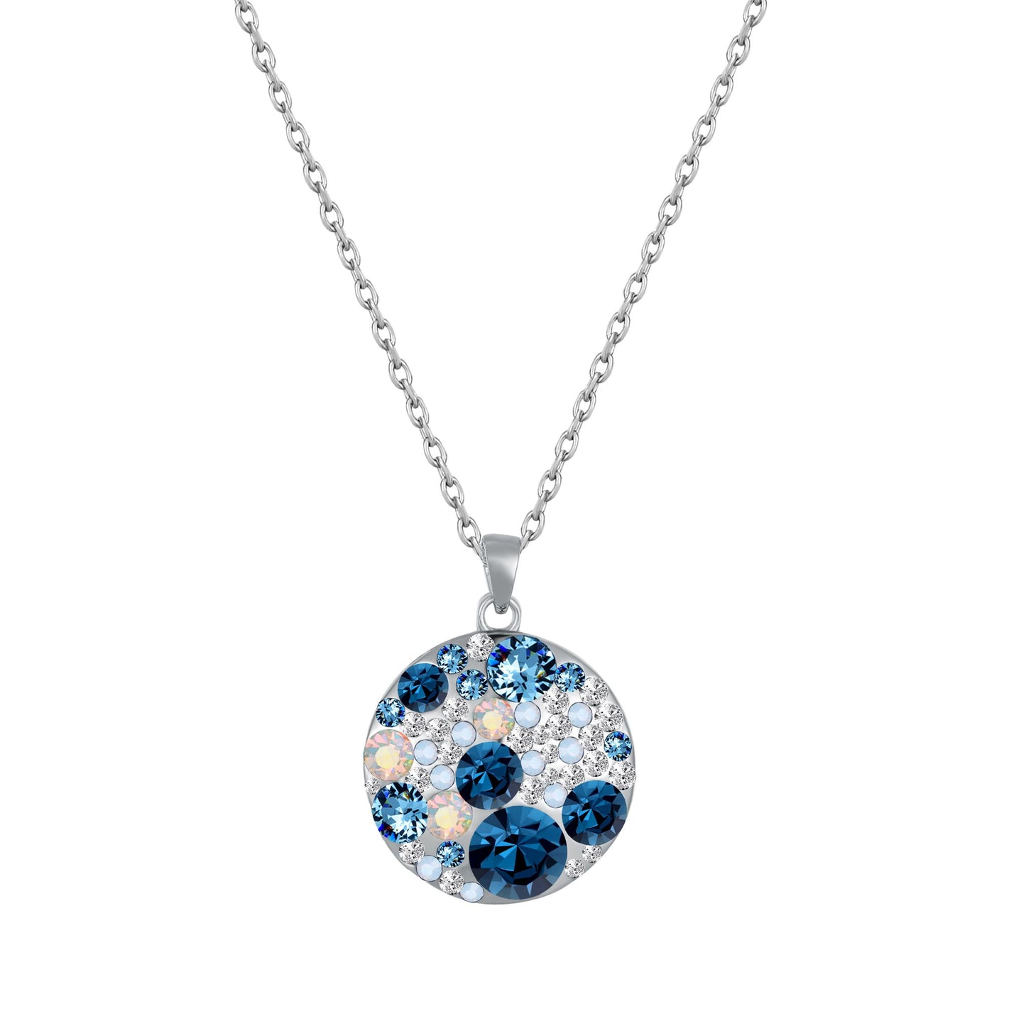 Kette mit Anhänger Disc, silber blau