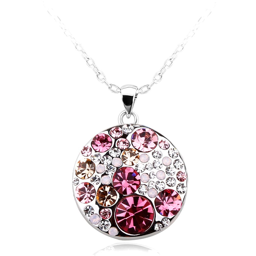 Kette mit Anhänger Disc, silber pink