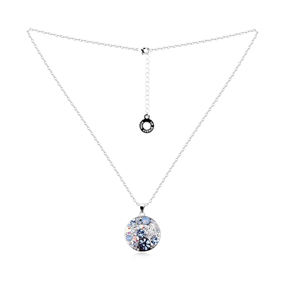 Kette mit Anhänger Disc, silber hellblau