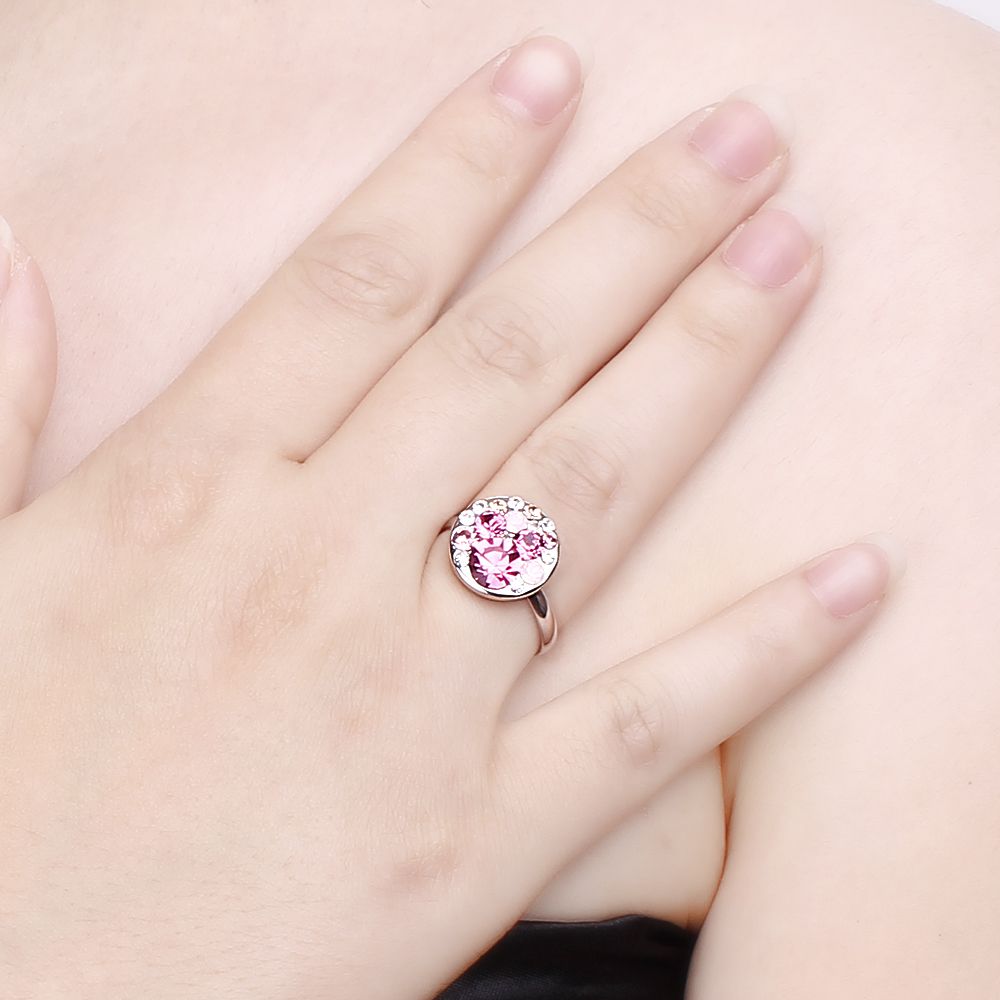 Ring Disc, silber pink